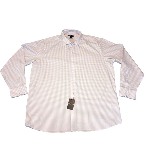 Peter Millar Crown Crafted Flex Finish Check Button-Up Shirt White Purple XXL